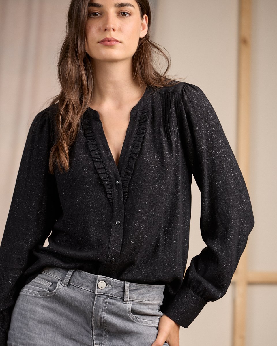 Blouse détail lurex noir