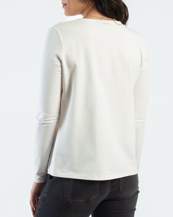 T-shirt manches longues uni style blouse en viscose