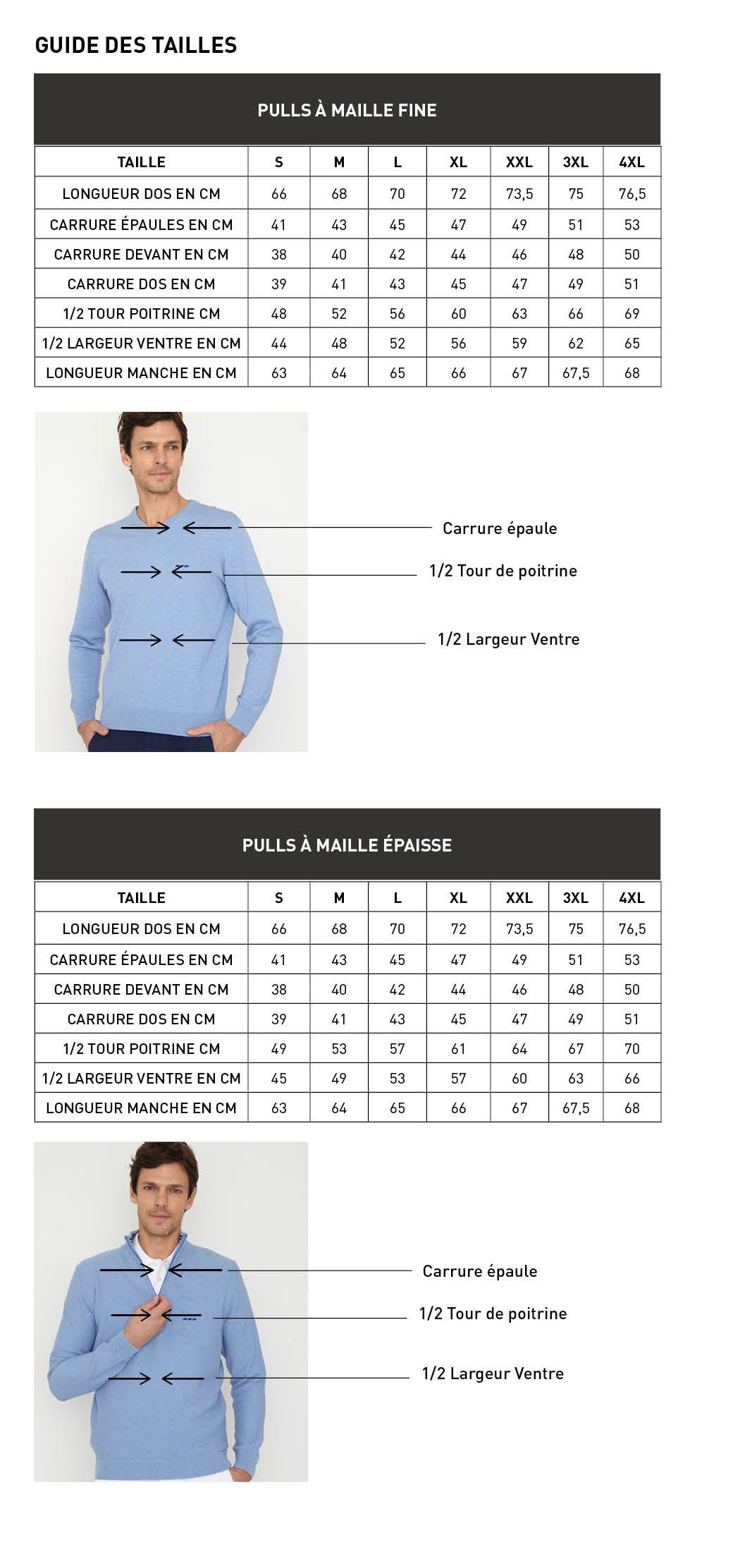 Taille 52 best sale pull homme correspondance