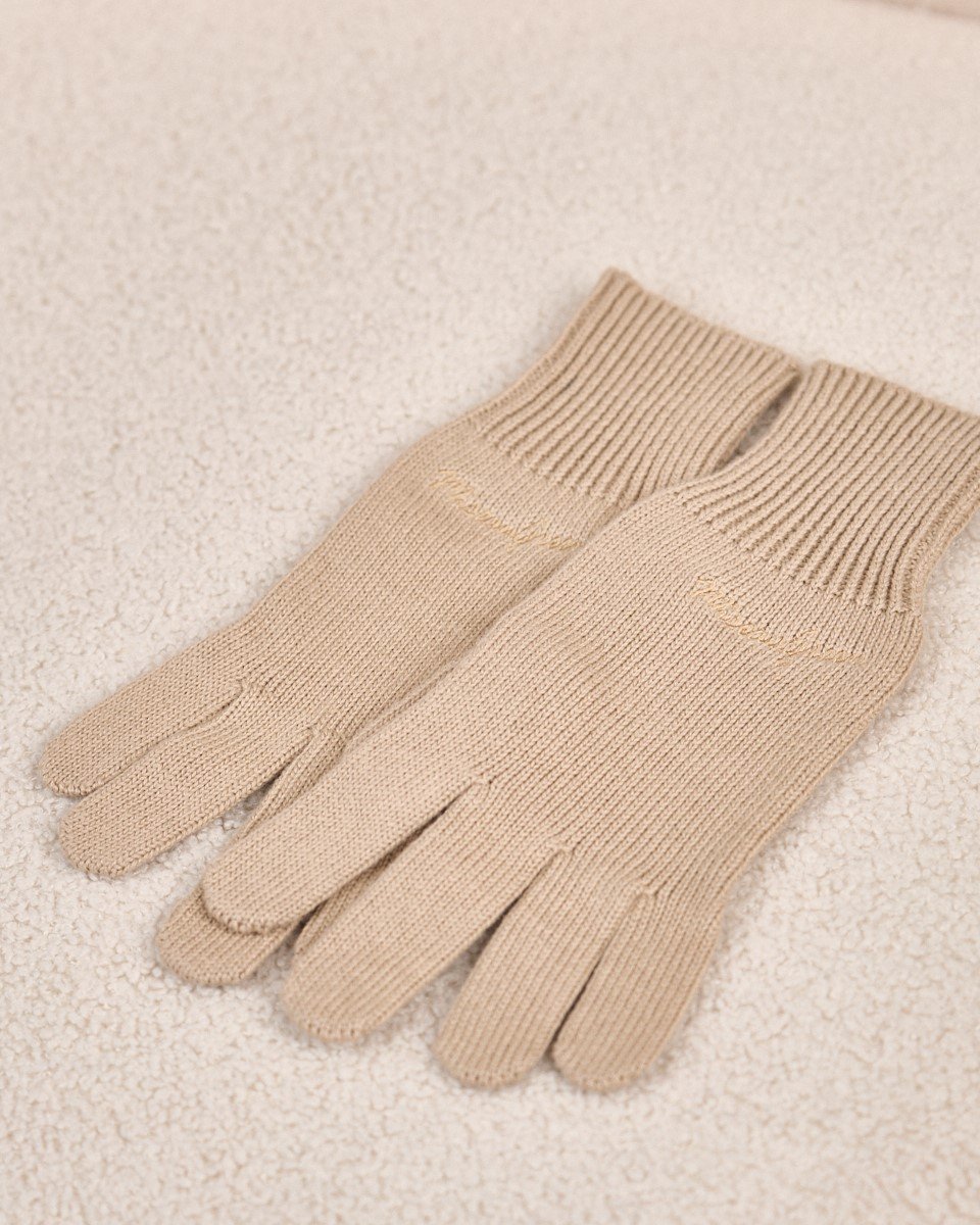 Gants en tricot beige