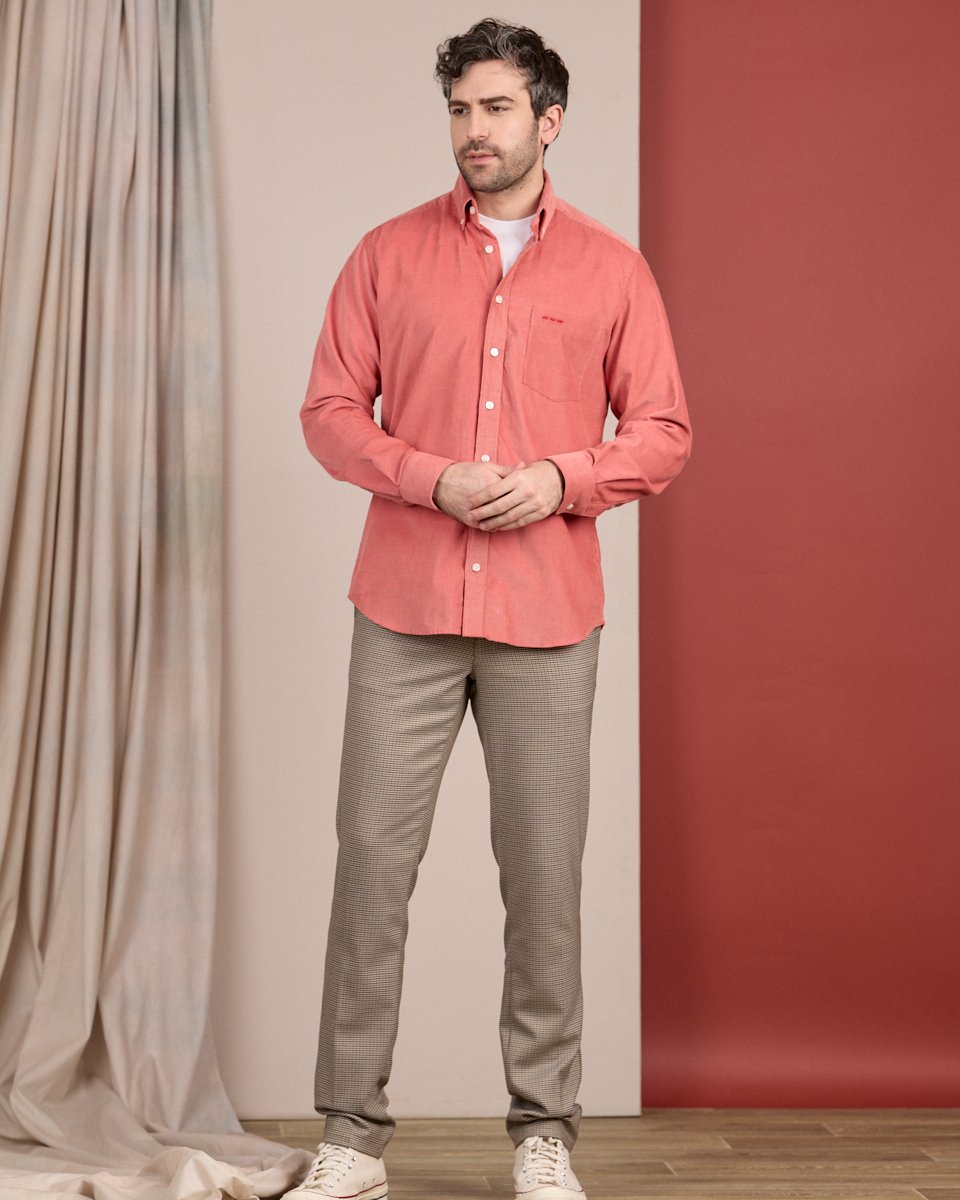 Chemise à carreaux rose