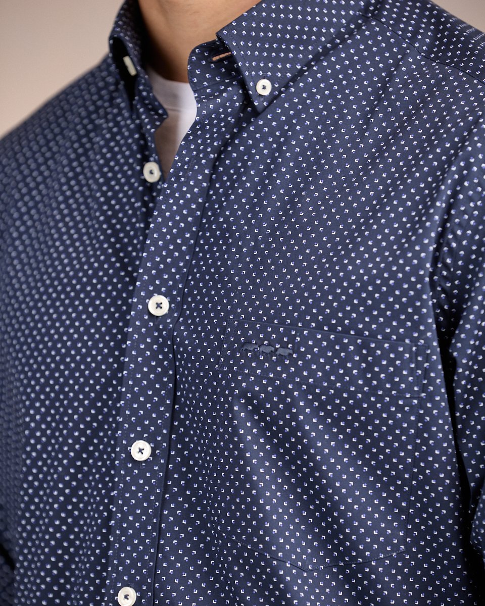 Chemise à micro motifs bleu