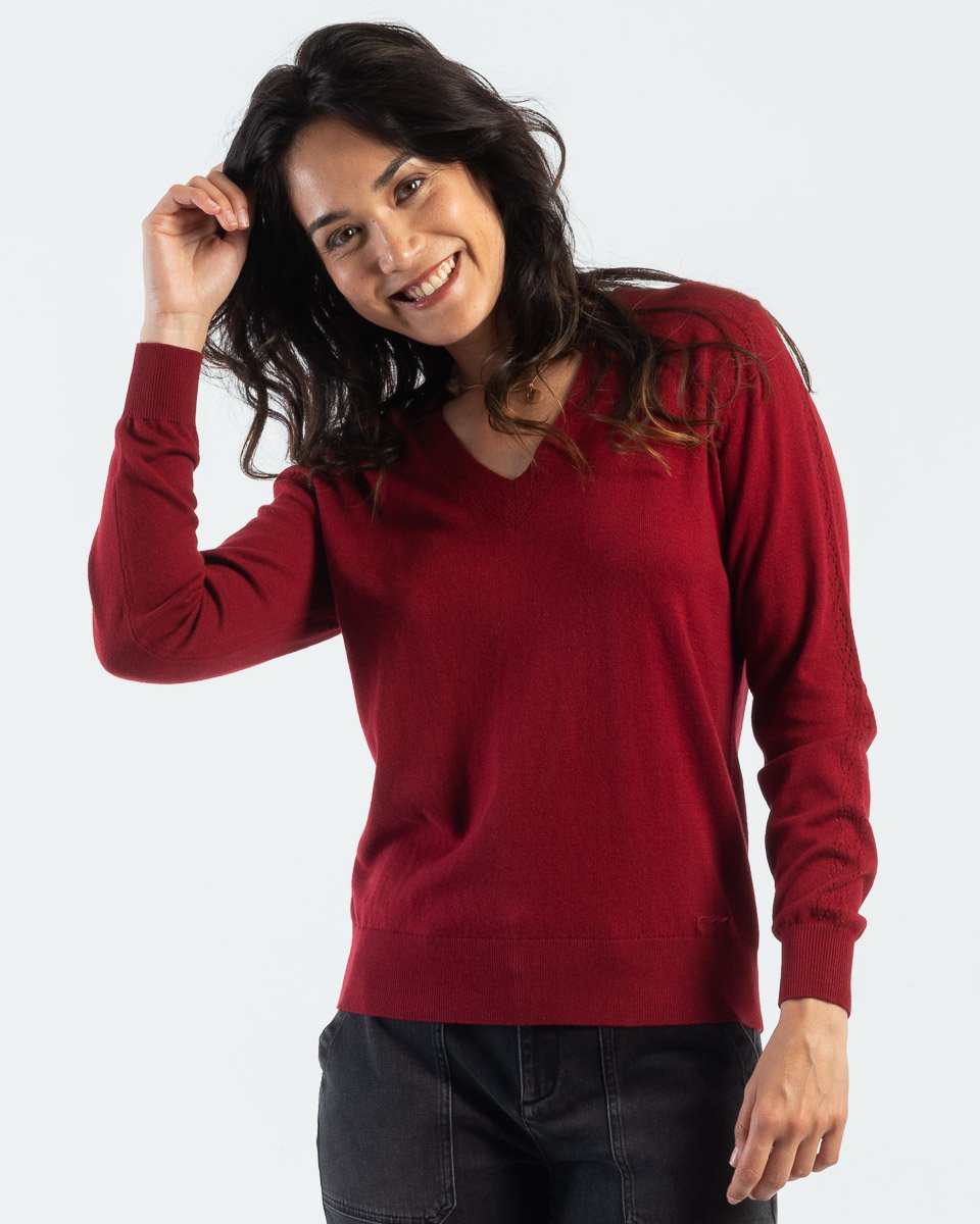 pull femme avec col chemise effet 2 en 1 rouge pulls femme
