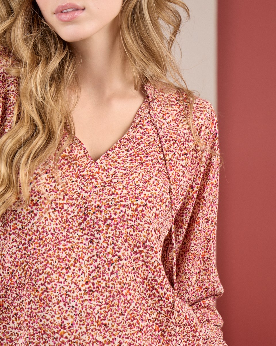 Blouse inspiration florale rose