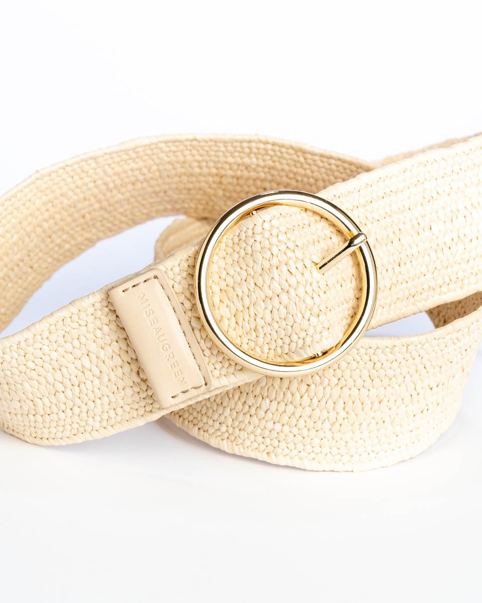 Ceinture tressée unie élastique beige