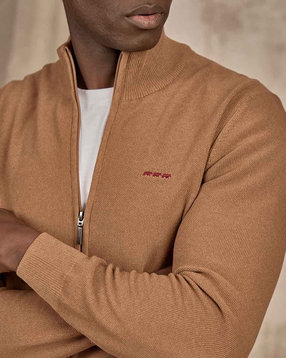 Cardigan zippé rouge