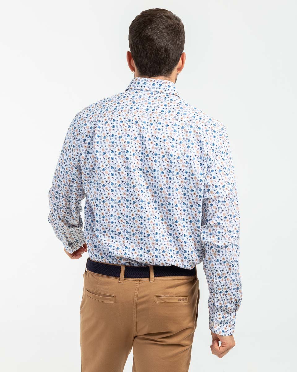 Chemise imprimée motifs ronds à manches longues