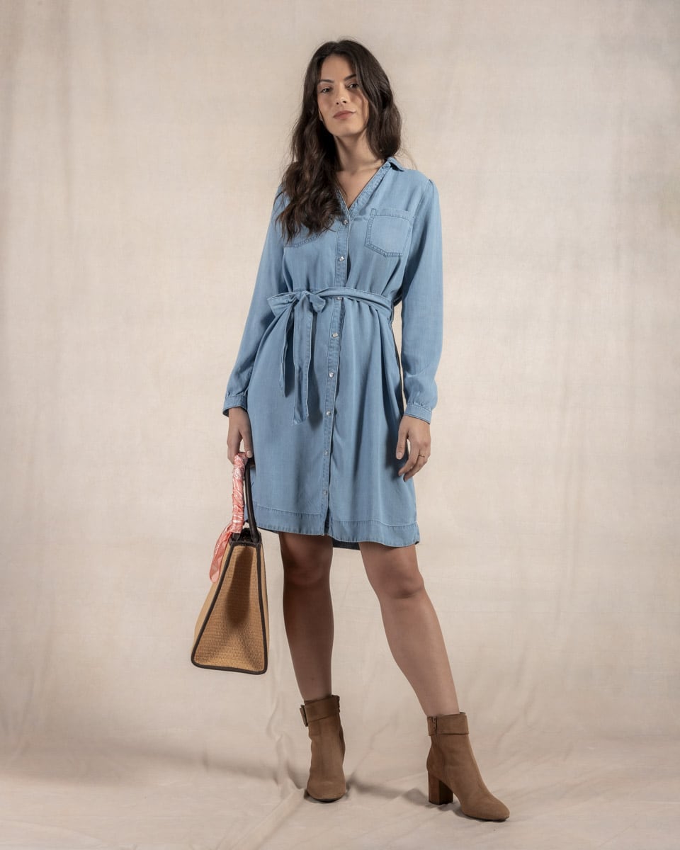 Robe chemise façon denim