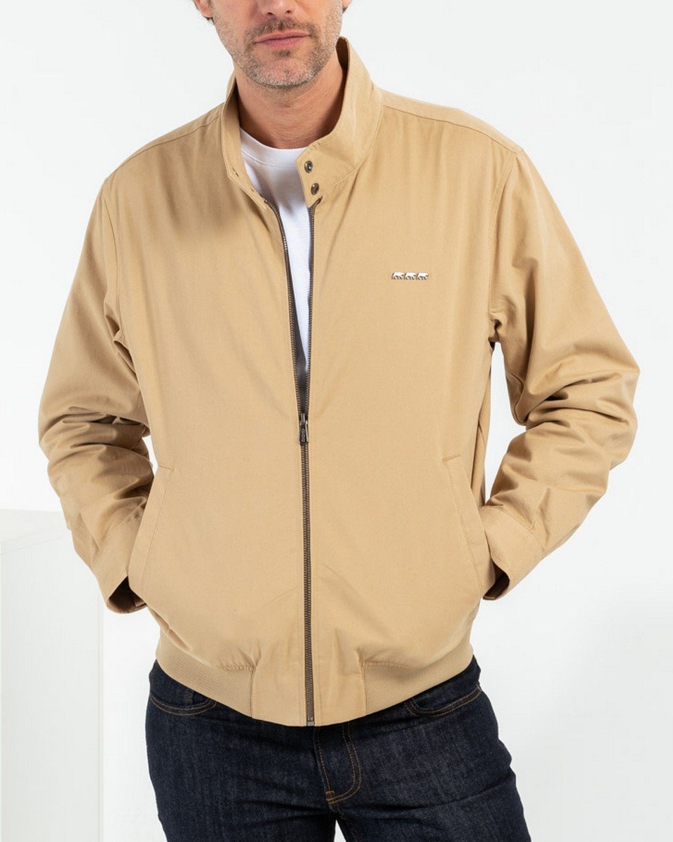 Blouson bomber manches longues en coton beige