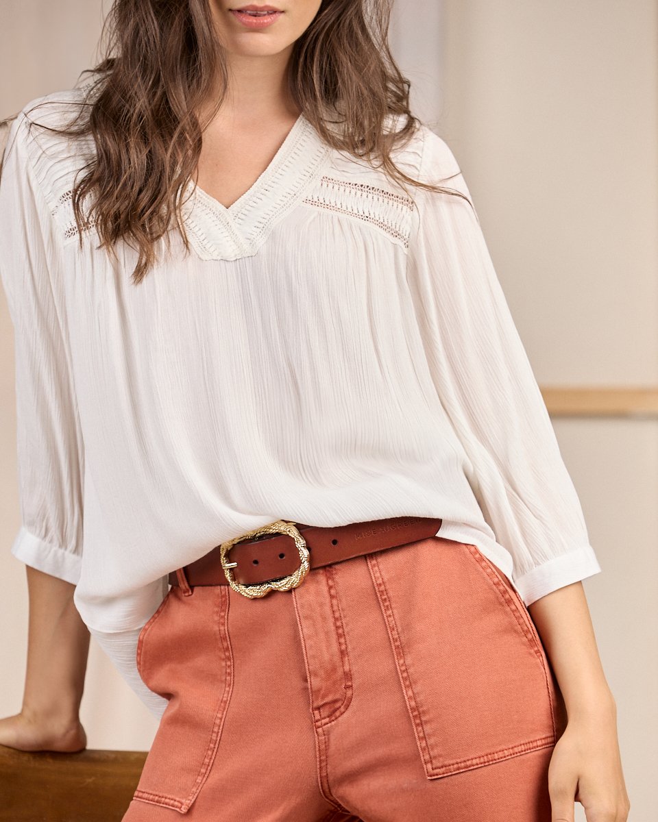 Blouse à détails blanc