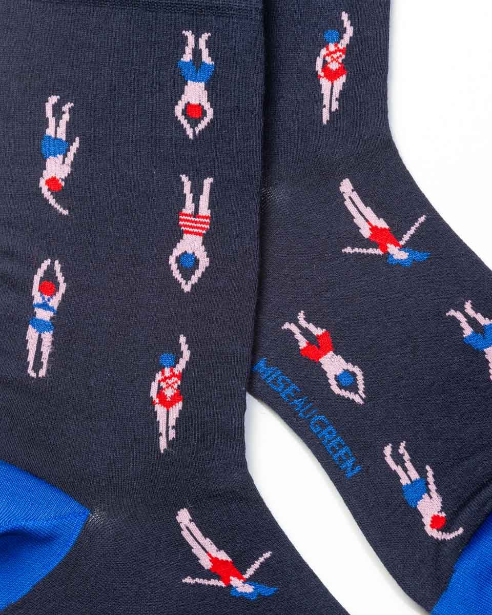 Chaussettes fantaisie nageurs bleu