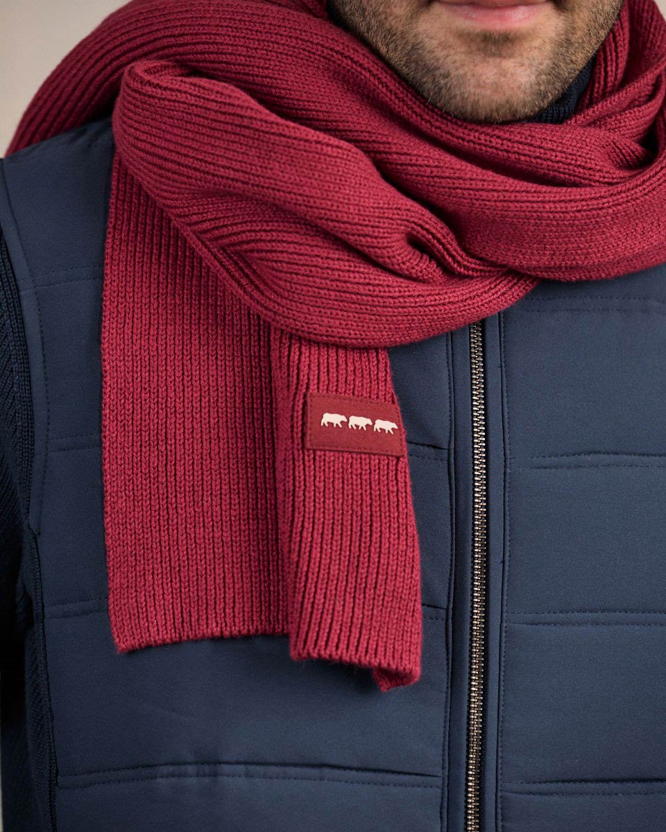 Écharpe unie en tricot rouge