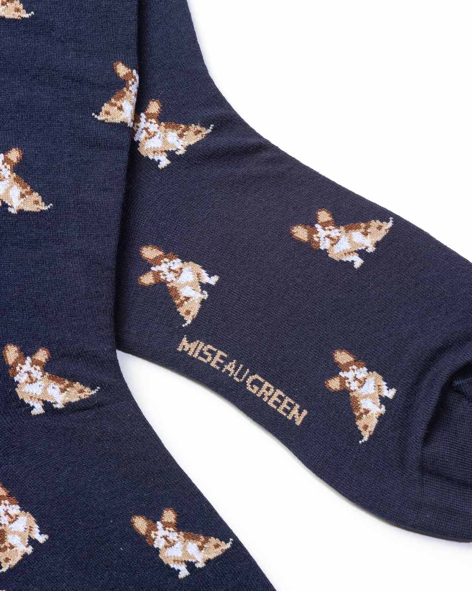 Chaussettes à motifs bouledogues bleu