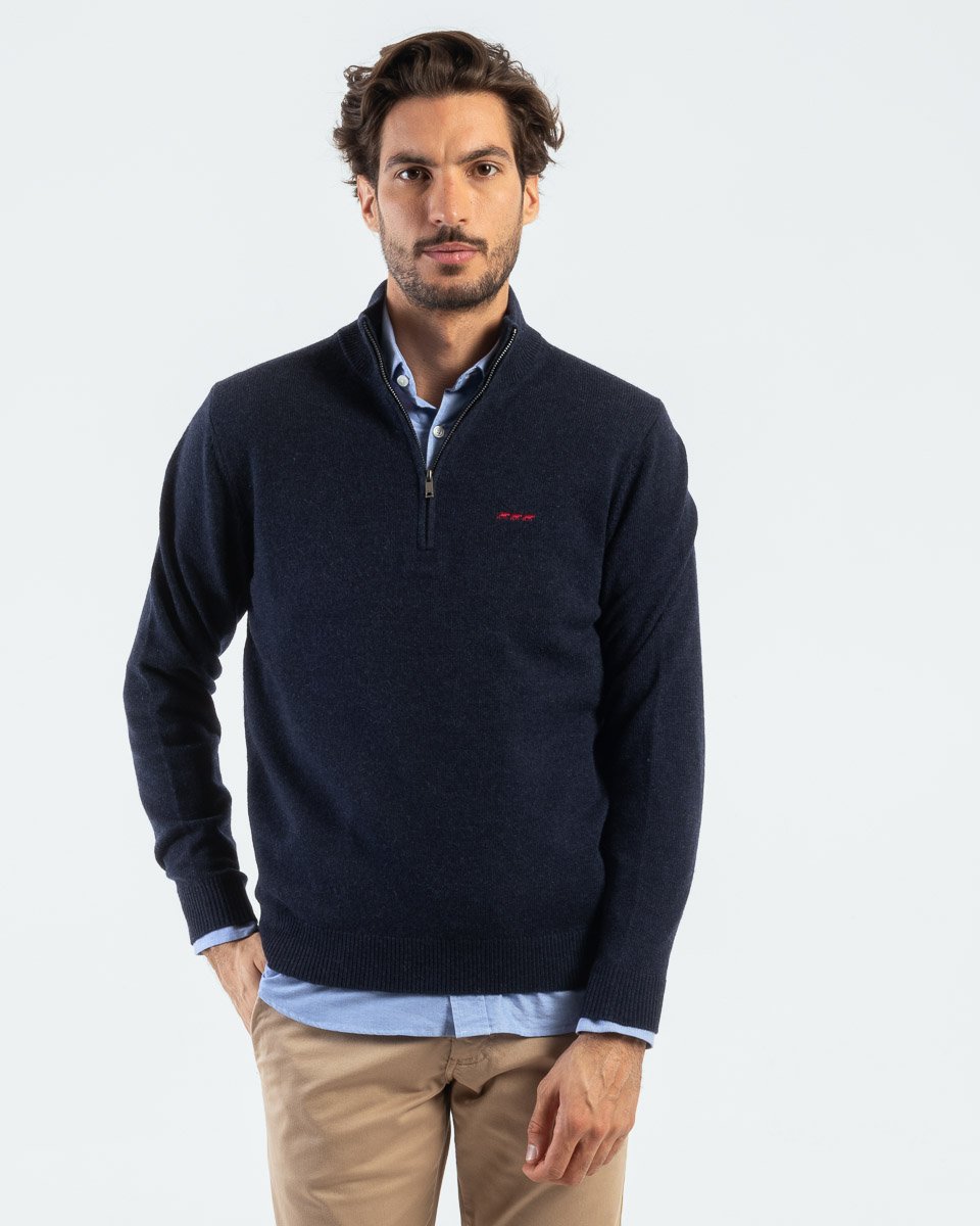 Pull laine col camionneur avec boutons Made in France