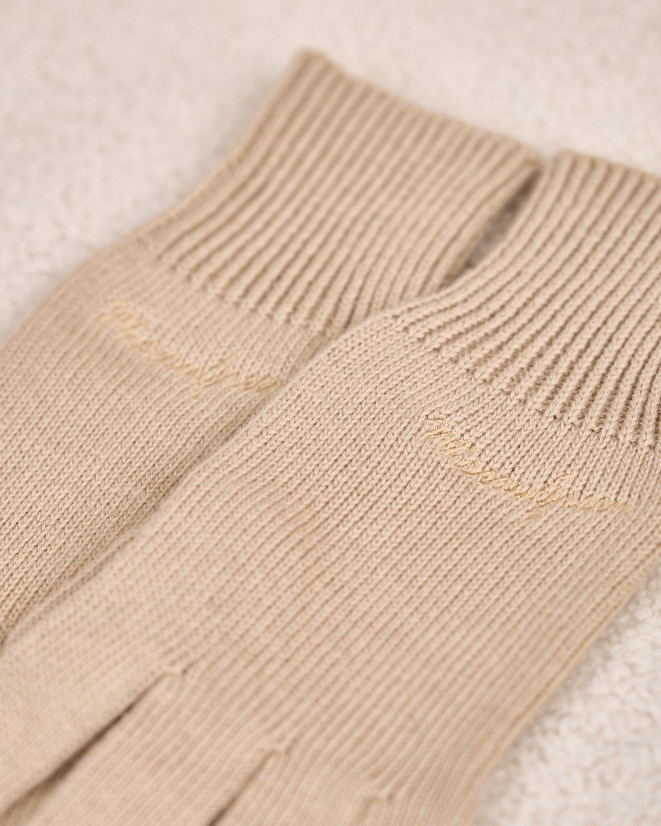 Gants en tricot beige