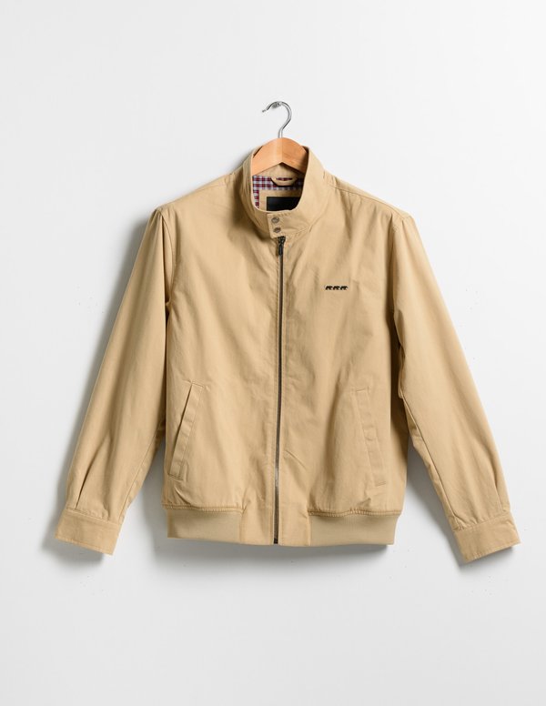 Blouson bomber manches longues en coton beige