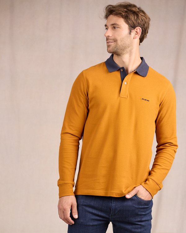 Polo au col contrastant orange