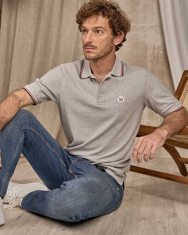 Polo manches longues gris