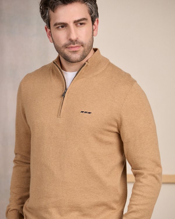 Pull col camionneur beige