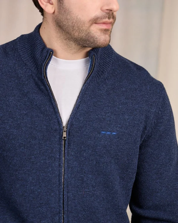 Cardigan à col camionneur bleu