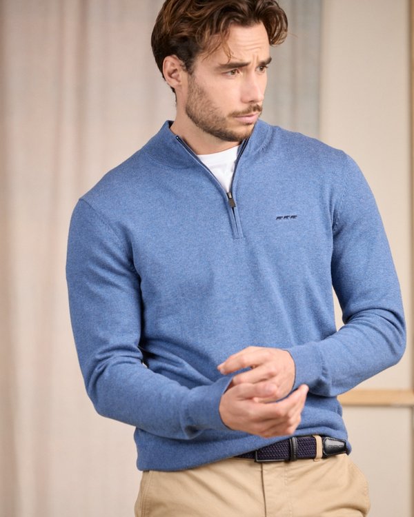 Pull col camionneur bleu