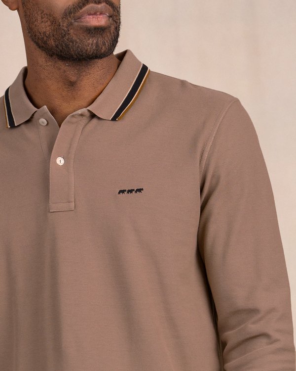 Polo détail col beige