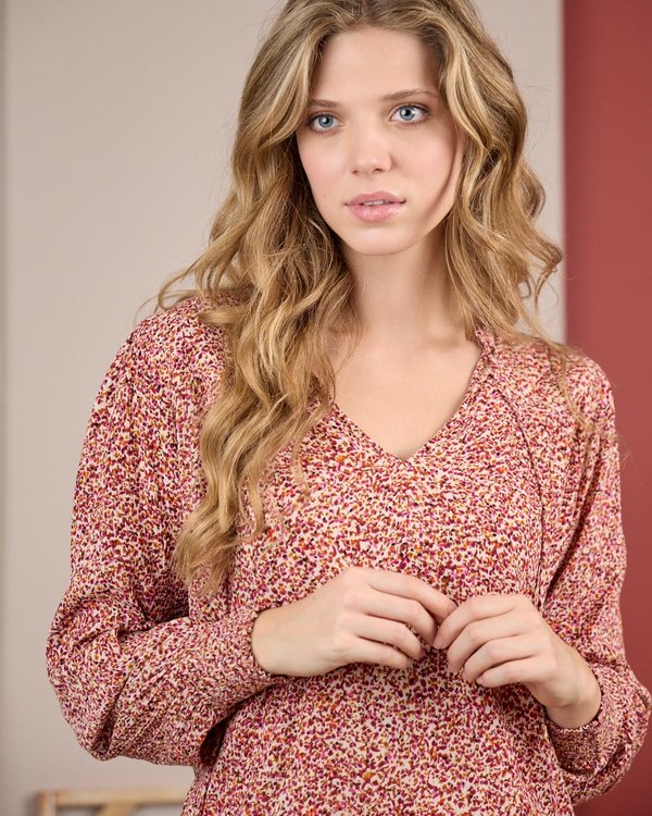 Blouse inspiration florale rose