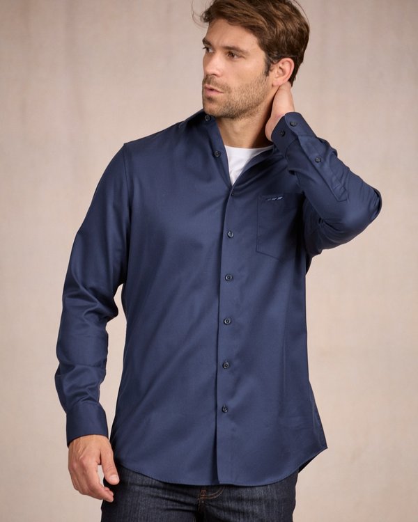 Chemise unie bleu