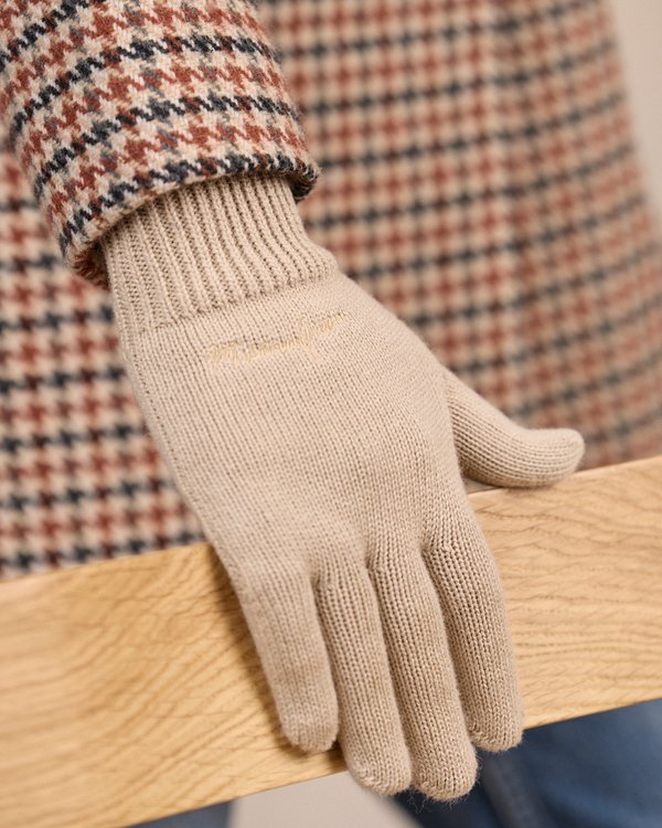 Gants en tricot beige