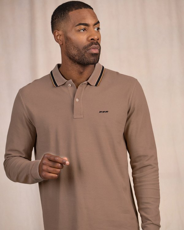 Polo détail col beige