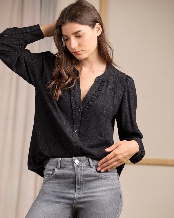 Blouse détail lurex noir