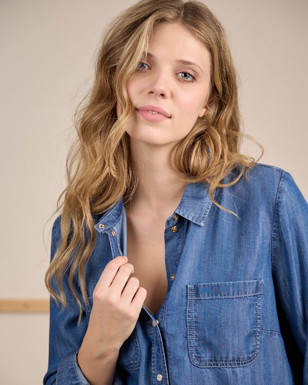 Chemise façon denim bleu