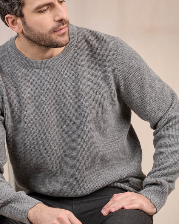 Pull point grain de riz gris