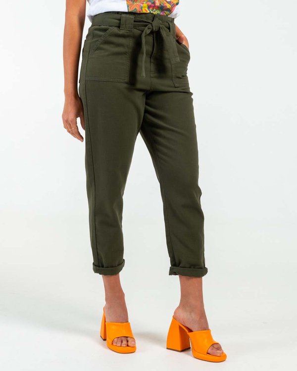 Pantalon carotte en coton vert I Mise au Green