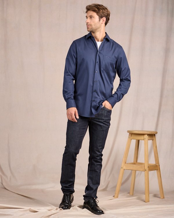 Chemise unie bleu