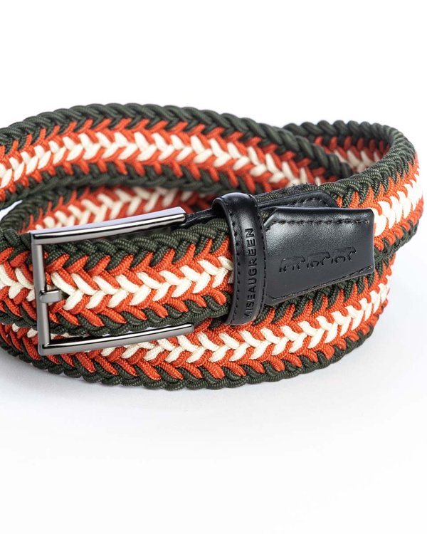 Ceinture tressée tricolore à boucle