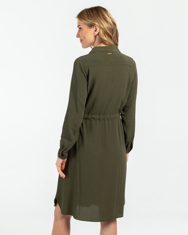 Robe chemise unie taille ceintur e en viscose vert I Mise au Green