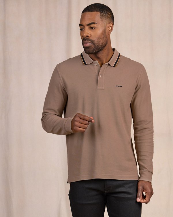 Polo détail col beige