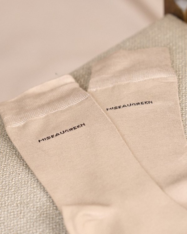 Chaussettes unies bambou beige