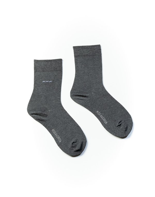 Chaussettes unies broderie 3 vaches gris