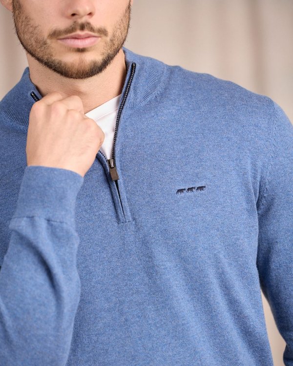 Pull col camionneur bleu