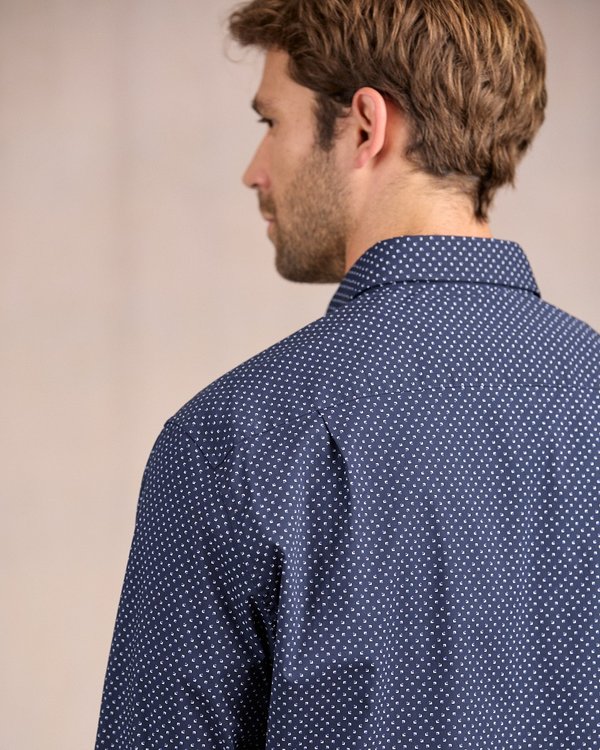 Chemise à micro motifs bleu