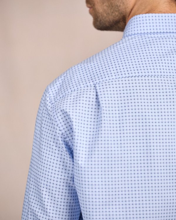 Chemise à micro motifs bleu