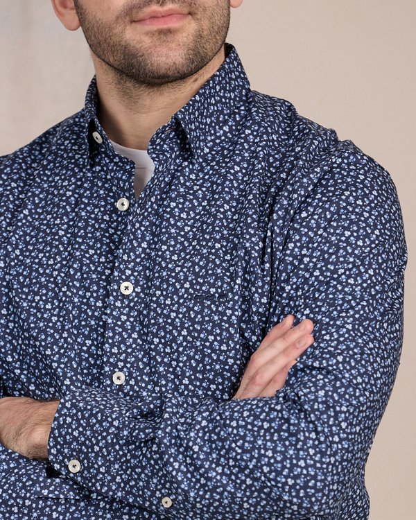 Chemise à imprimé floral bleu