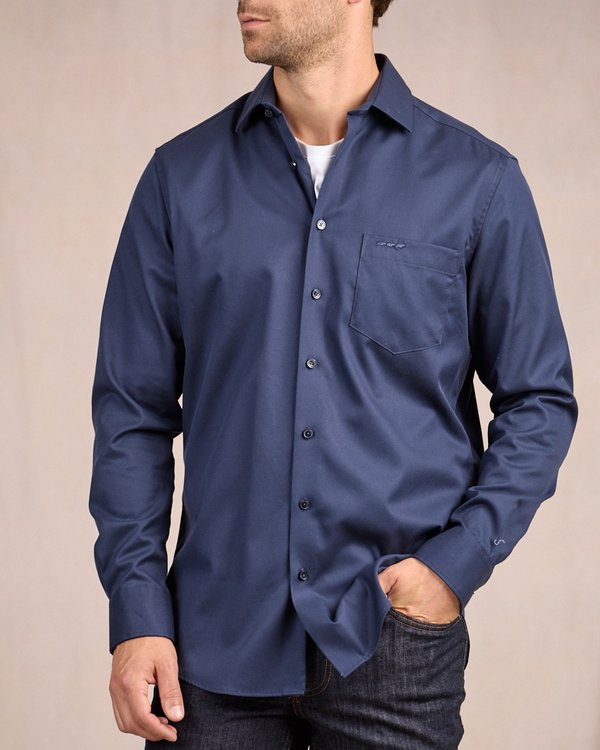 Chemise unie bleu