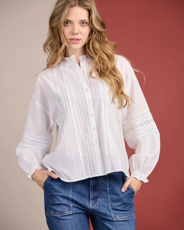 Blouse à détails blanc