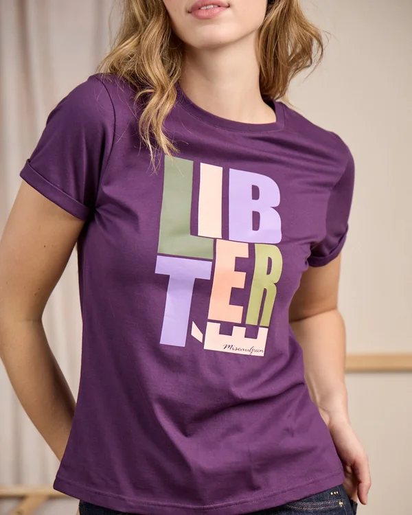 T-shirt message violet