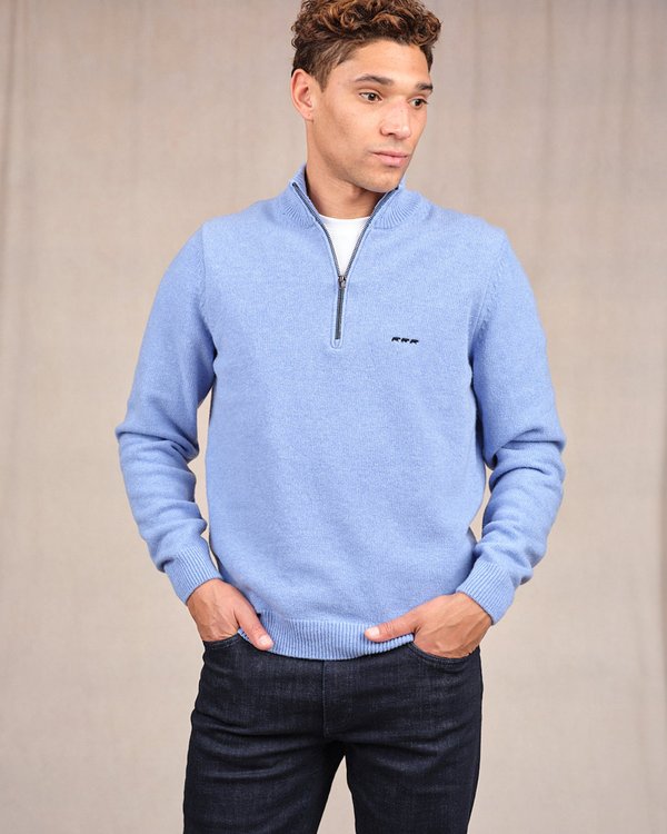 Pull col camionneur bleu