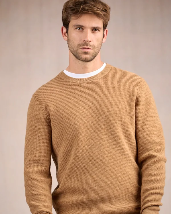 Pull point grain de riz beige