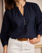 Blouse à rayures ton sur ton bleu